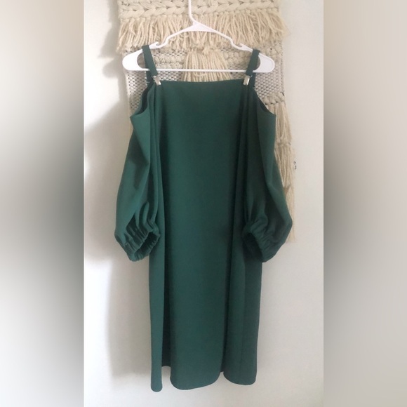 Tibi Juniper Green Off The Shoulder Suspender Dress Size 10 - Picture 2 of 4